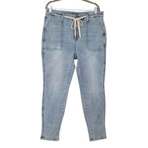 Judy Blue Pull On High Rise Jogger Jeans Womens Size 15/32 Blue Drawstring Denim